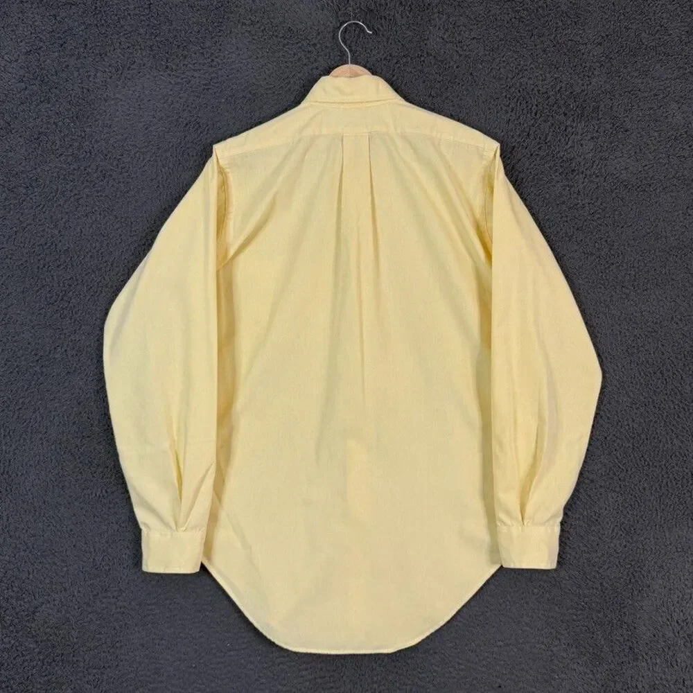 Vtg Brooks Brothers Shirt Mens 15.5 34 Yellow OCBD Button Down Brooksweave - Picture 6 of 11